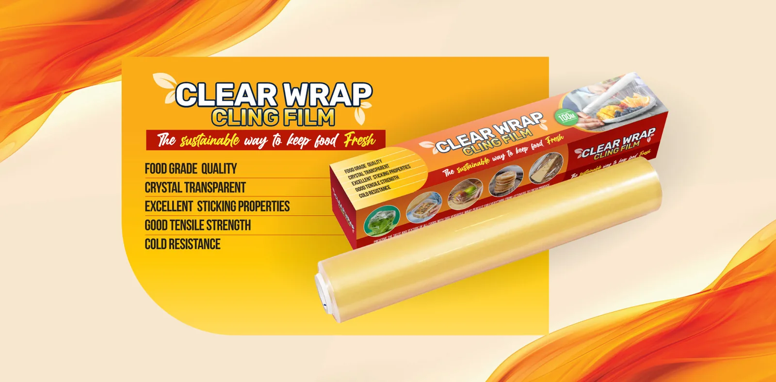 Clear Wrap cling film roll and retail box